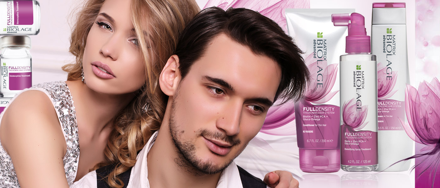 Jak na řídké vlasy? Novým pomocníkem na cestě k hustým vlas je vlasová kosmetika Fulldensity Biolage Advanced od Matrix.